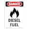 Signmission OSHA Danger Sign, 14" Height, Rigid Plastic, Diesel Fuel, Portrait, 1014-V-1121 OS-DS-P-1014-V-1121 - alternate 1